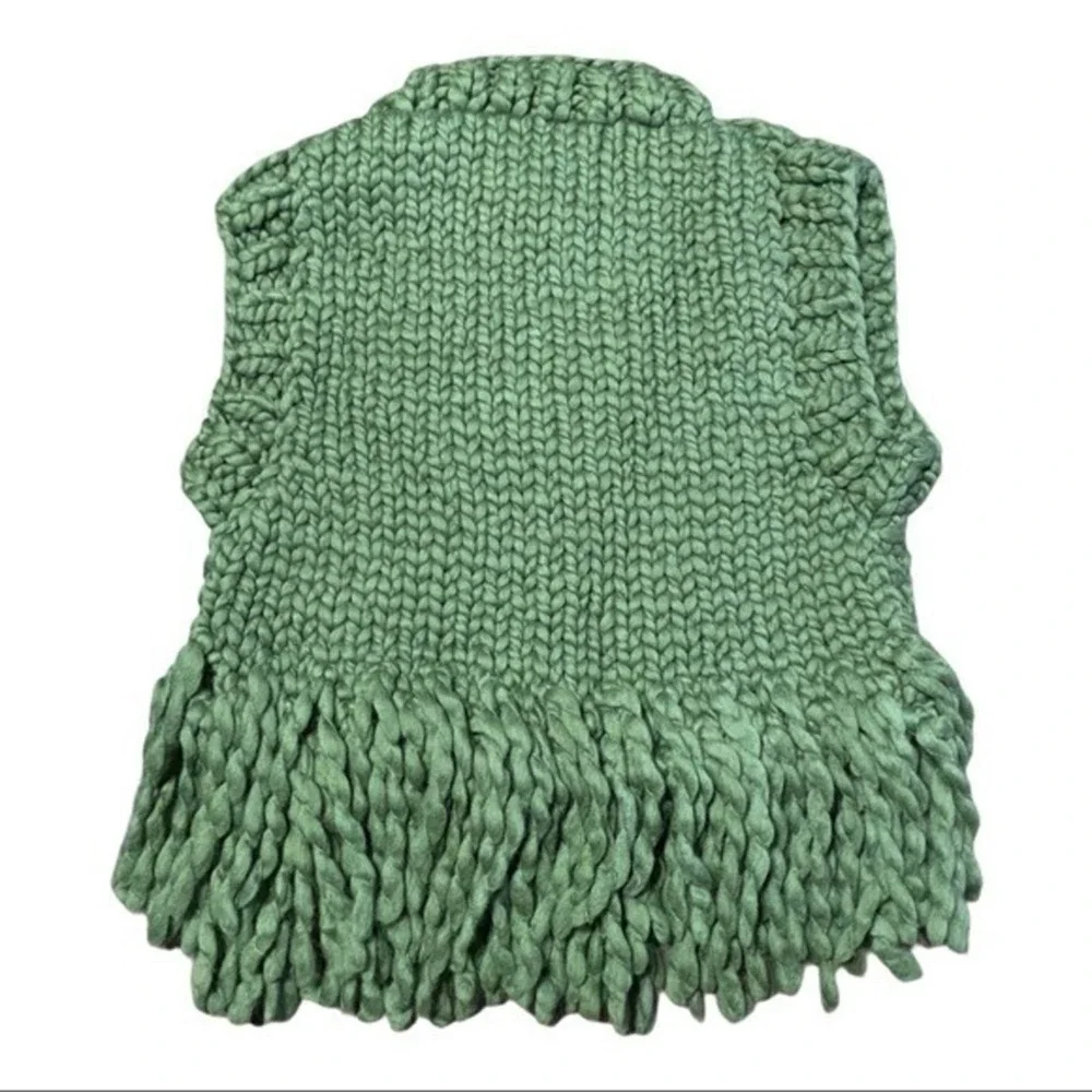 Rare Free People X Loopy Mango Merino Wool Fringe Vest One‎ Size